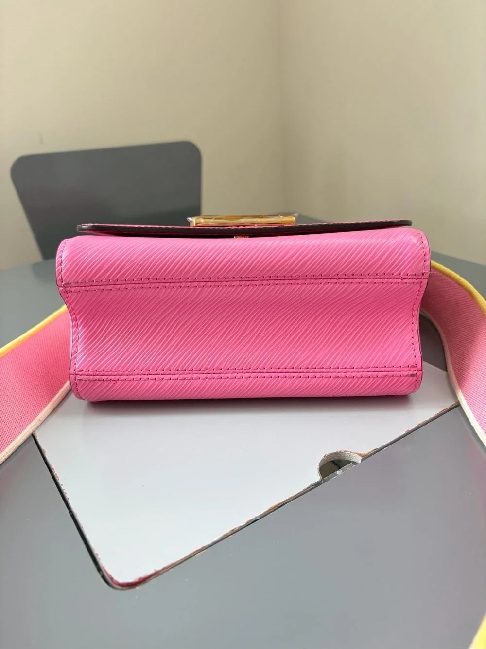 Louis Vuitton Pink Twist Compact Crossbody Bag with Gold Hardware